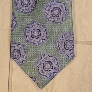 Ermenegildo Zegna Blue and Green Patterned Tie